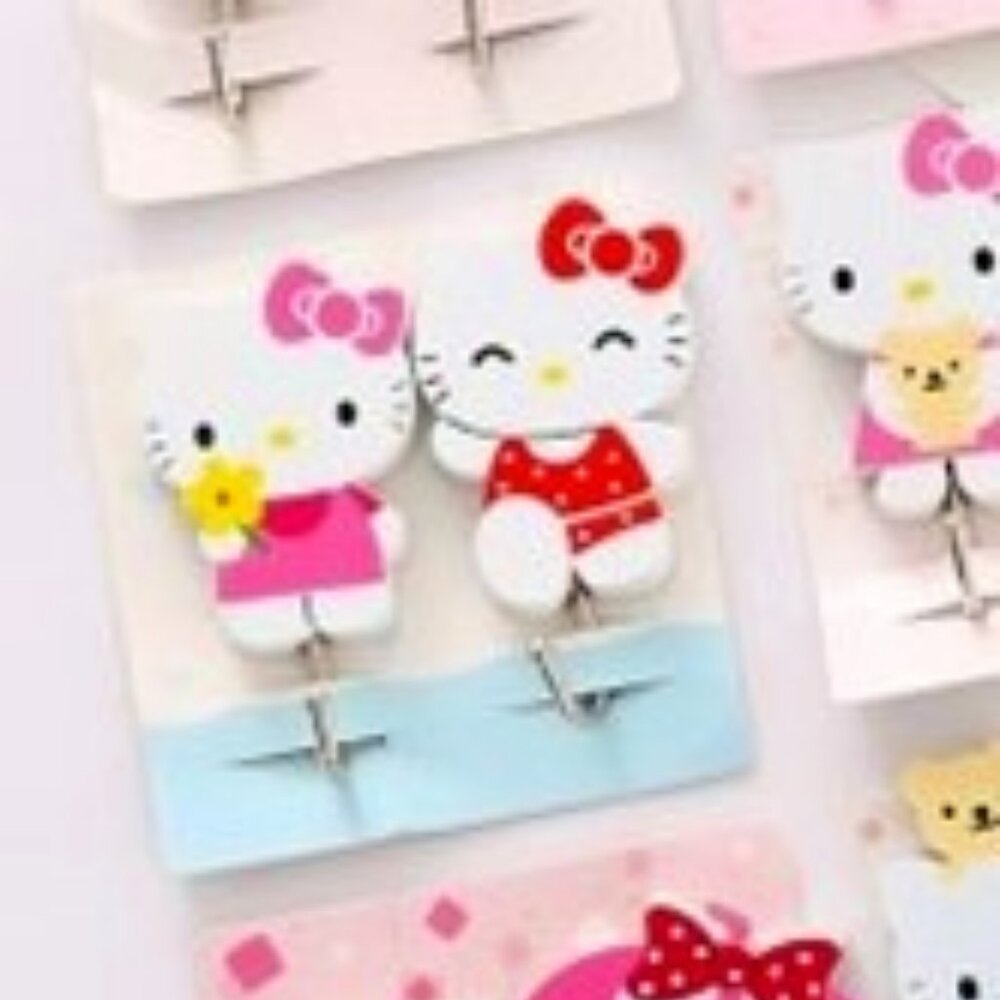 Sanrio Hello Kitty Adhesive Wall Hooks x 2 Kitty with Dress & Swimsuit Red Pink